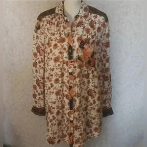 Free People Mix Print Button Down Size XS